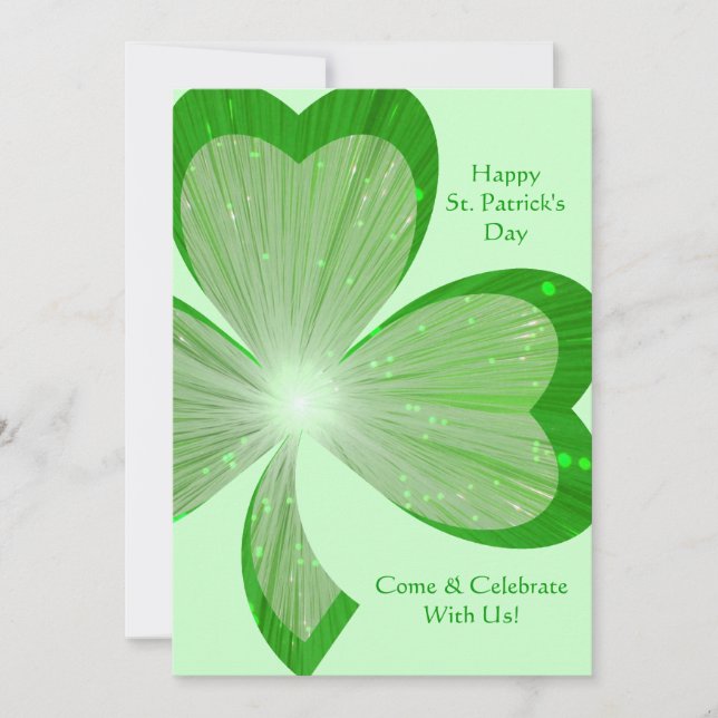 Shamrock 'Happy Rua.Patrick's Day' convite verde (Frente)