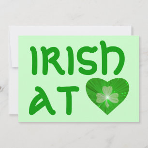 Shamrock Heart "Irish at Heart" convite verde