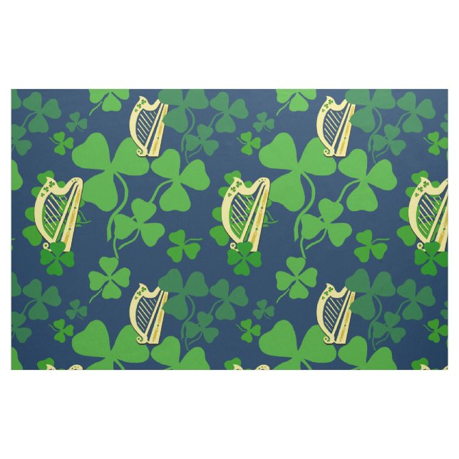 Shamrock irlandês, tecido preto, harp irlandês, az (Fat Quarter)