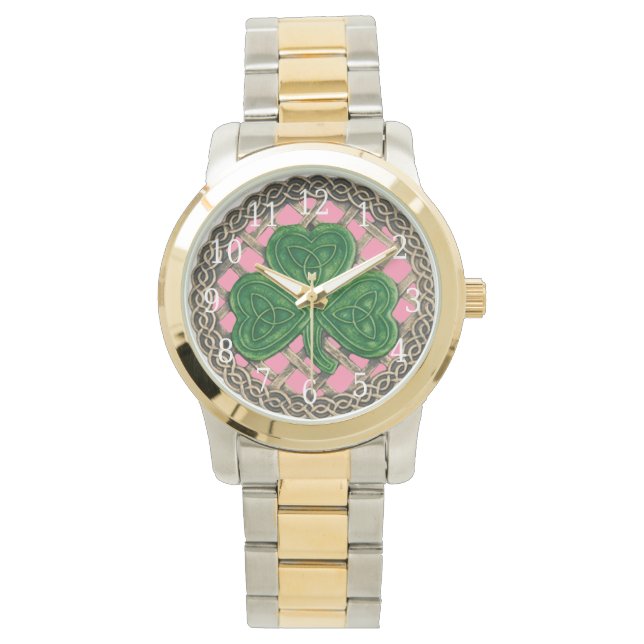 Shamrock Rosa No Relógio Celtic Knops (Frente)