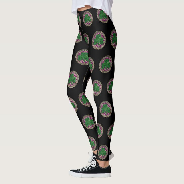 Shamrock Roxo Em Leggings Celtas (Esquerda)