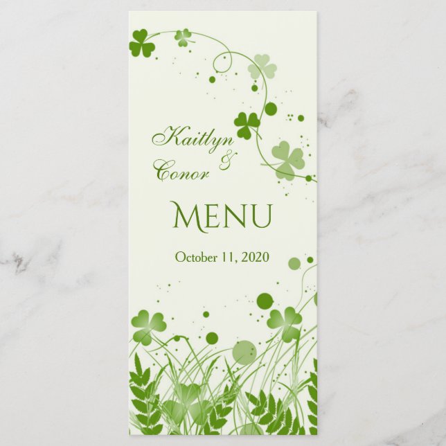 Shamrock suave num cartaz do Menu Casamento dos Pr (Frente)