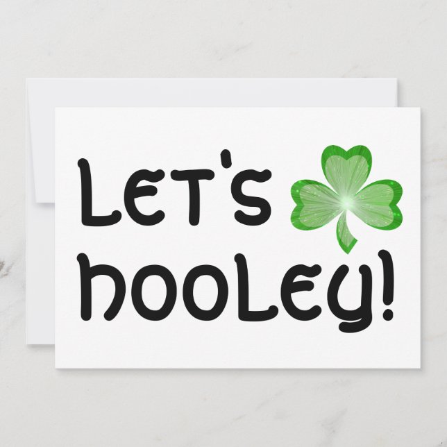 Shamrock 'Vamos Hooley' convite branco (Frente)