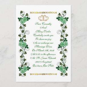 Shamrocks de convites de casamento irlandeses e ro