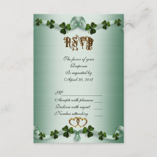 Shamrocks RSVP de casamento irlandês