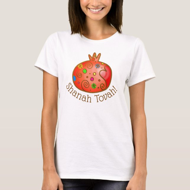Shanah tovah Pomegranate T-Shirt (Frente)