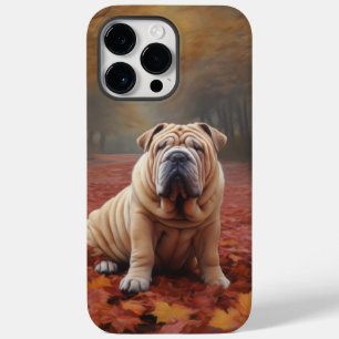 Shar Pei no outono deixa cair inspiração