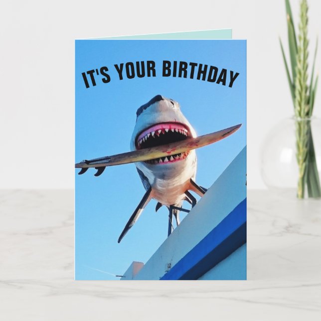 SHARK BIRTHDAY FUNNY KILLER SHARK GREETING CARTÃO (Frente)