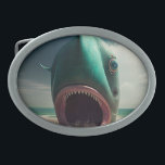 Shark sculpture on the beach<br><div class="desc">Shark sculpture on the beach, in the style of rendered in cinema4d, surrealistic grotesque, dreamlike illustration, dark cyan and green, concept art, gigantic scale, fish-eye lens</div>