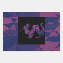 Shattered Blue Red Chinese dragon