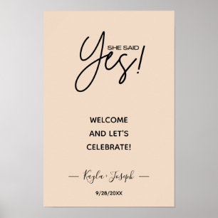 She said Yes banner Engagement welcome Poster