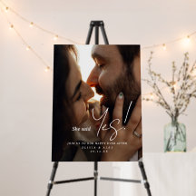 She Said Yes Couple Photo Engagement Sign Board