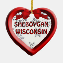 Sheboygan Wisconsin Heart Enfeites de natal