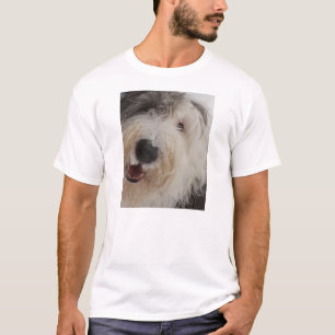 Sheepdog inglês velho - t-shirt da cara da neve