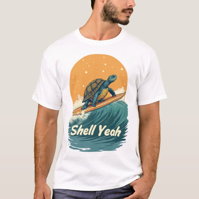 Shell Sim! T-Shirt de Tartaruga Surfadora (Frente)