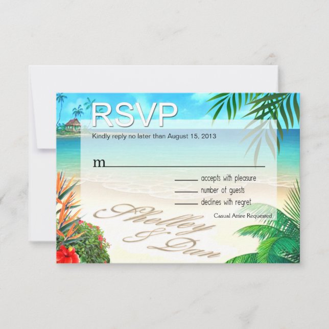 Shelley & Dan Exotic Beach RSVP ::personalizado:: (Frente)
