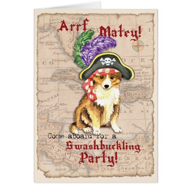 Sheltie Pirate Convite (Frente)