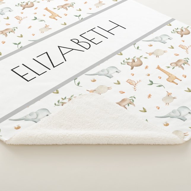 Sherpa Animais da floresta nome de bebê cobertor personal (3/4)