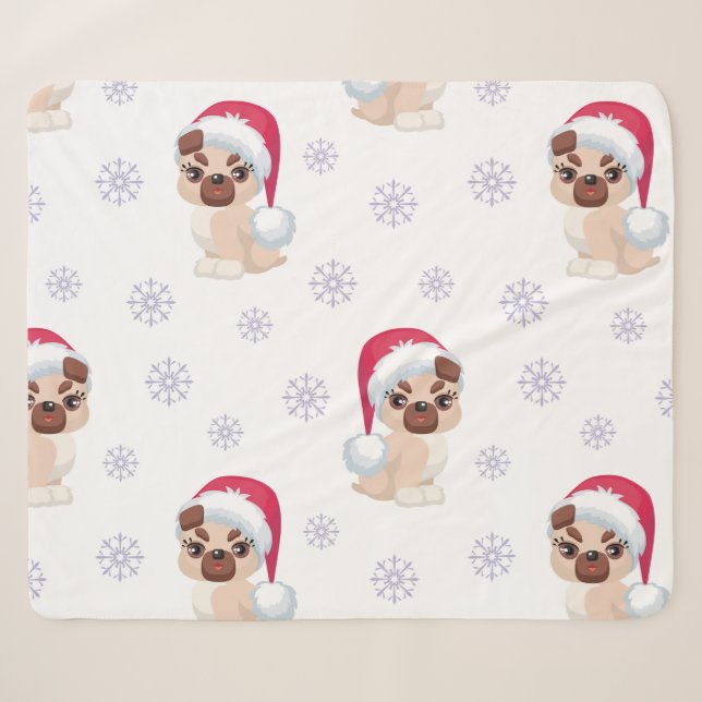 Sherpa Cachorros de Natal – Presente de Cobertor de Cacho (Frente (Horizontal))