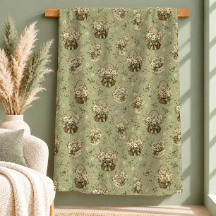 Sherpa Charmoso Cobertor Vintage Shabby Chic Branco Daisy