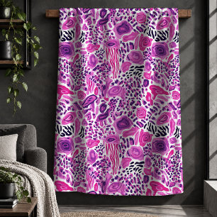 Sherpa Chic Leopardo Tigre Magenta Rosa Quente Cobertor A