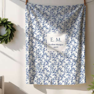 Sherpa Cobertor Aconchegante Floral Toile Dusty Blue Nome