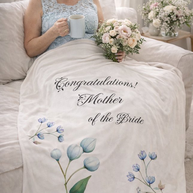 Sherpa Cobertor Azul Floral Elegante Presente para a Mãe  (Criador carregado)