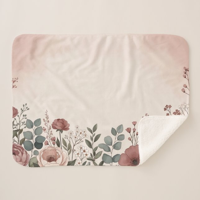 Sherpa Cobertor Botânico Feminino Macio (Frente (Horizontal))