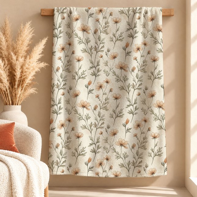 Sherpa Cobertor Charmoso de Flores Selvagens Boho Rust Sa (Charming Boho Rust Sage Wild Flowers Blanket)