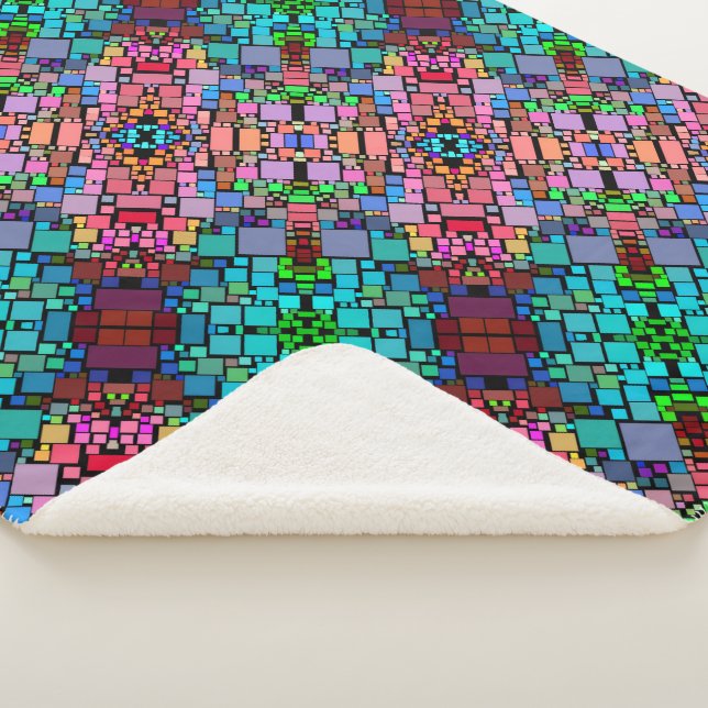 Sherpa Cobertor Colorido de Mosaico Geométrico (3/4)
