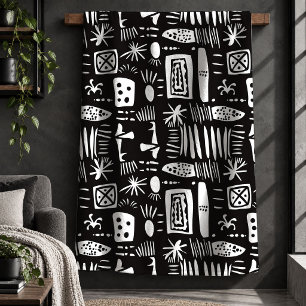 Sherpa Cobertor com Formas Artísticas Modernistas Preto e