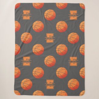 Sherpa Cobertor com Nome e Monograma de Basquetebol - Let