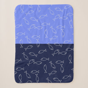 Sherpa Cobertor com Padrão de Peixe Branco Elegante Tema 