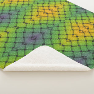 Sherpa Cobertor com Padrão Verde e Amarelo