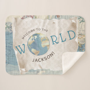 Sherpa Cobertor de Bebê Mapa Antigo
