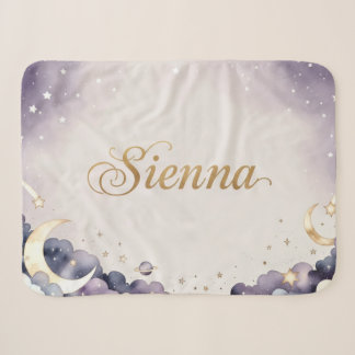 Sherpa Cobertor de Berço Moon Stars com Nome Personalizad