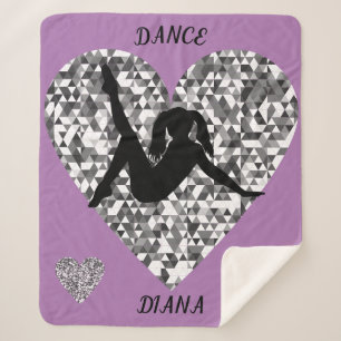 Sherpa cobertor de Dança Roxo com um coração prateado 