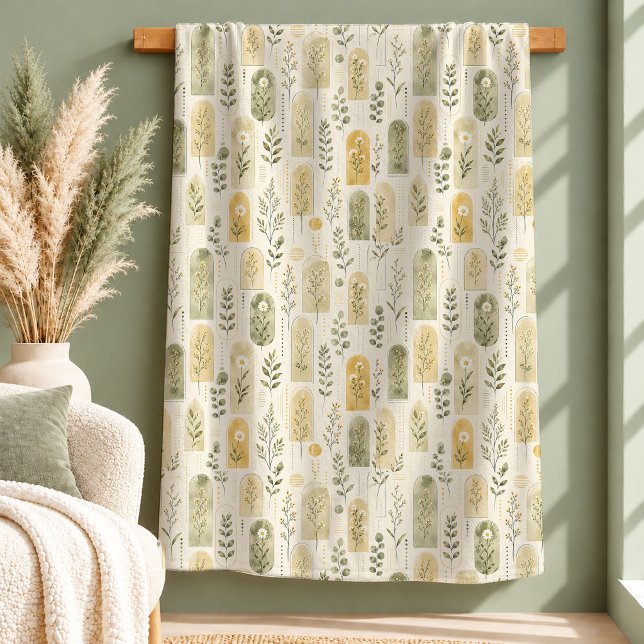 Sherpa Cobertor de Fleece Boho de Margaridas Brancas Rúst (Rustic White Daisy Wildflowers Boho Fleece Blanket)