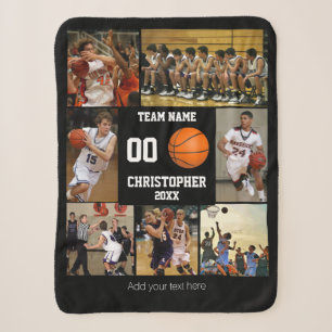 Sherpa Cobertor de fleece com colagem de fotos de basquet