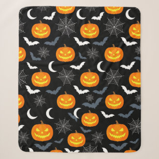 Sherpa Cobertor de Fleece com Padrão de Abóbora de Hallow