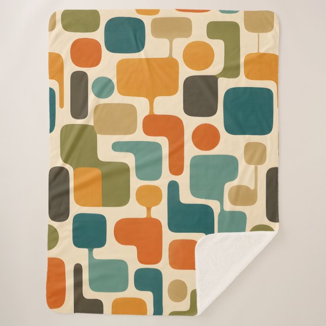 Sherpa Cobertor de Fleece Mosaico Retro Mod (Frente)