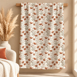 Sherpa Cobertor de Flores de Cobre Terracota Boho Elegant