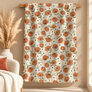 Sherpa Cobertor de Flores Selvagens de Cobre Boho Lindas