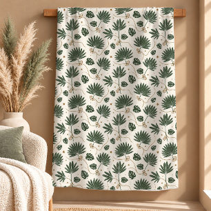 Sherpa Cobertor de Folha de Palme Tropical em Sage Gold M
