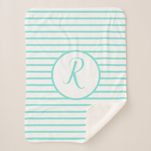 Sherpa Cobertor de Lançamento com Listras Turquesa e Mono