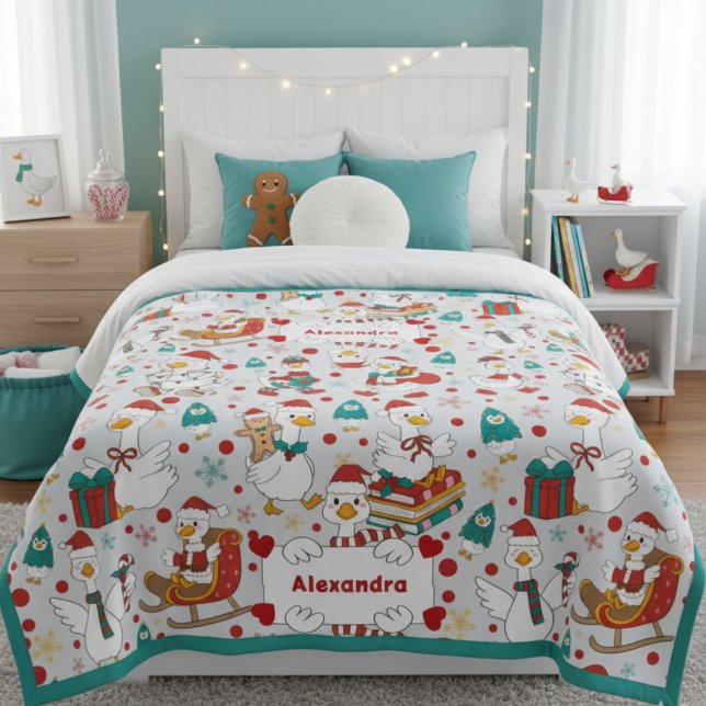 Sherpa Cobertor de Natal Personalizado com Nome de Ganso  (Criador carregado)