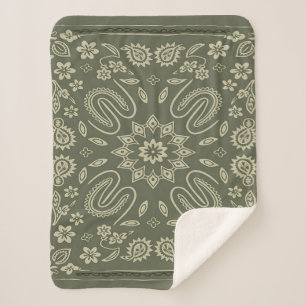 Sherpa Cobertor de Xale Vintage Paisley com Fleece e Sher