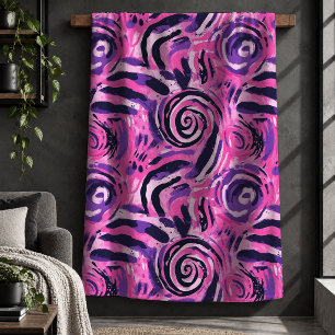 Sherpa Cobertor Desi Luxo Leopardo Tigre Magenta Rosa Que