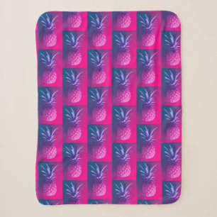 Sherpa Cobertor Divertido Rosa Roxo Abacaxi Delicioso