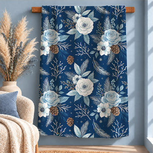 Sherpa Cobertor Floral Chic Dusty Blue Inverno